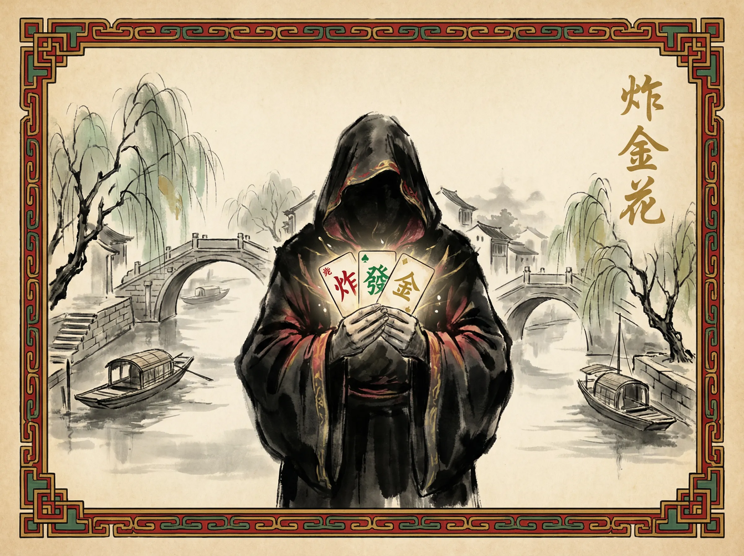 炸金花门派卡片，江南游侠手持三张牌